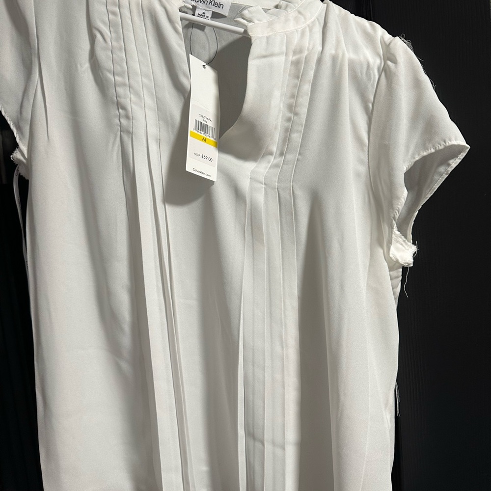 Calvin Klein Women's White Pleated Blouse